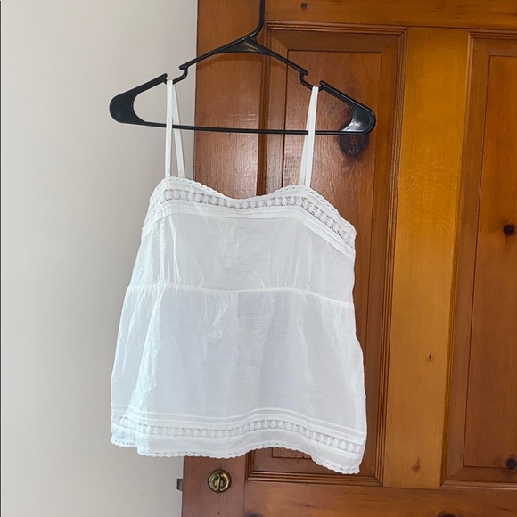 LOFT Tops - White Lace Embroidered Cami Tank
